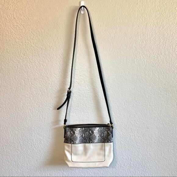 Fossil cream and snakeskin leather crossbody purse - Picture 2 of 16